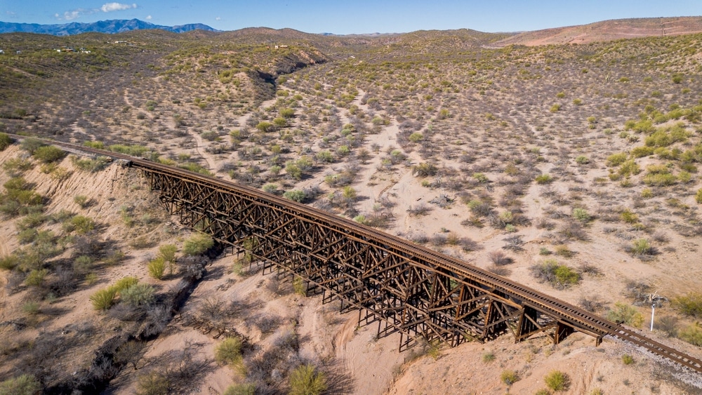 A,Gigantic,Arizona,Railroad,Trestle,At,The,Pinal,County,Town