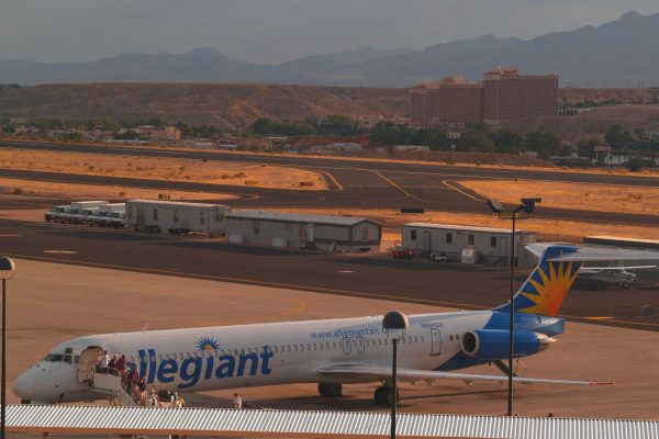Allegiant Airlines MD80 aircraft arrived at the Bullhead City, AZ airport on September 20, 2005