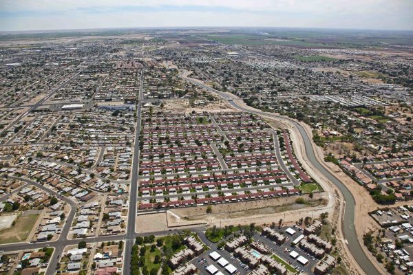 Red roofs in a subdivision of Yuma Arizona