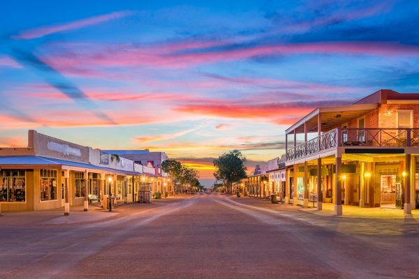 Tombstone, Arizona, USA old western town at sunset.