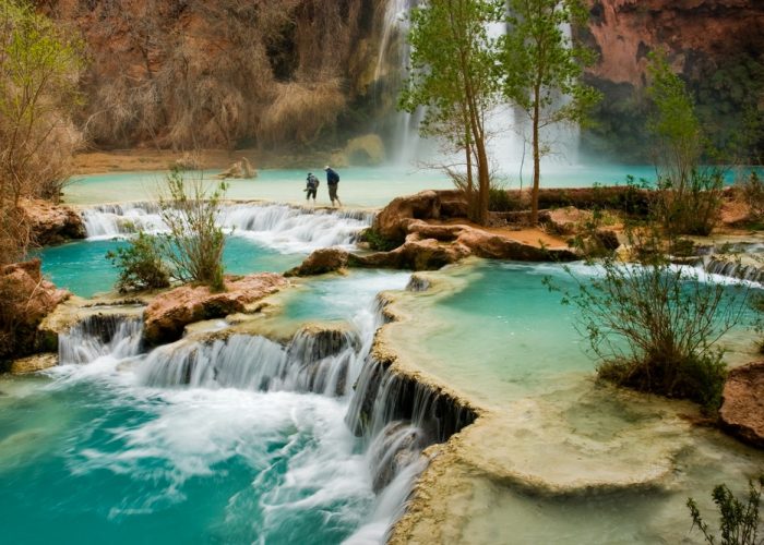 Hiking,At,Beautiful,Havasu,Falls,In,Arizona.