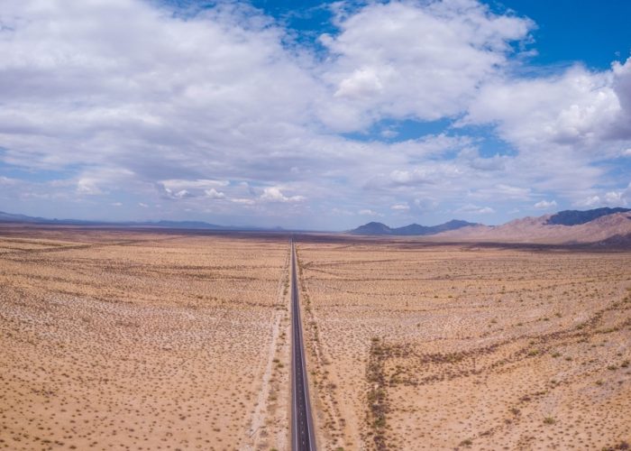 The,Aerial,View,Of,The,Road,Passing,Through,The,Desert